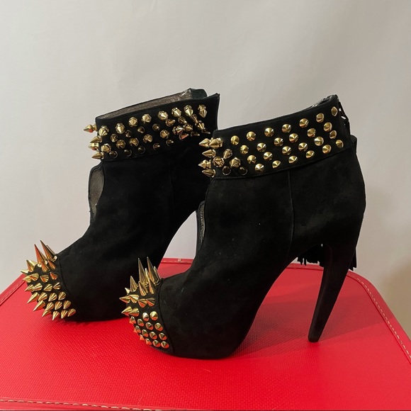 Jeffrey Campbell Shoes - Jeffery Campbell Handmade Ibiza Gold Studded Black Suede Booties Size 9